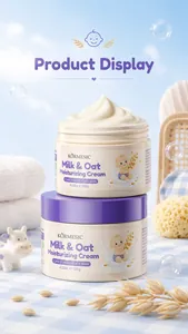 Vue détaillée des pots de crème pour le visage pour bébé KÖRMESIC au lait et à l'avoine
