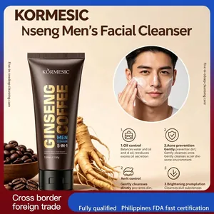 KORMESIC Men's Ginseng Coffee Face Wash Five In One Deep Cleansing Oil Control Refreshing Skin Care Cleanser For Men