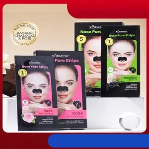 KORMESIC Nose Pore Strips Deep Cleansing Bamboo Charcoal Rose Extract Blackhead Remover Nose Mask For Pores Oil Control Skin Care