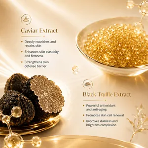 Luxury nourishing facial serum with caviar and black truffle extract for skin repair.