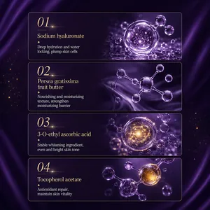 Ingredient highlights of KORMESIC face cream featuring hyaluronic acid and vitamin E