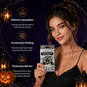 KORMESIC Halloween επιθέματα ακμής με 120 πολύχρωμα αυτοκόλλητα σε διάφορα σχήματα