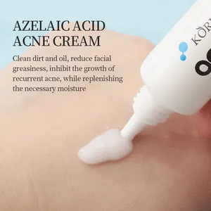 Azelaic acid acne cream texture being applied to skin for clear face care treatment.