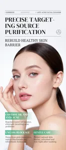 Primer plano profesional de piel sana para el limpiador facial antiacné de KORMESIC