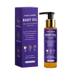 Vue détaillée de l'huile corporelle VITAE CHARM 100ml avec sa boîte d'emballage