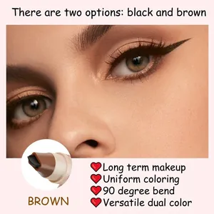 Λεπτομερής προβολή του περιστρεφόμενου eyeliner με μαύρες και καφέ μύτες σχεδίασης