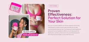 Detail poster of Adeus heat cream showing skin effectiveness and usage