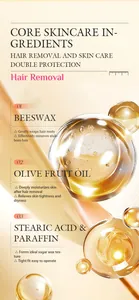 Detail view showing core skincare ingredients of hair removal wax strips for protection