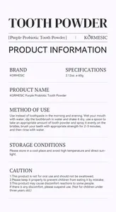 Detalles del producto e instrucciones de uso del polvo dental de probióticos KORMESIC