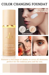Detailed view of color changing foundation showing texture transformation and skin effect.