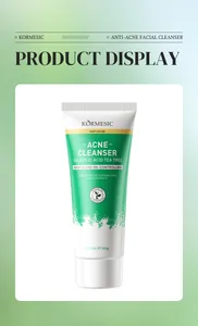 Vista detallada del limpiador facial anti-acné KORMESIC con ácido salicílico y árbol de té