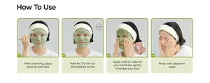 Visual step-by-step instructions on how to use Holy Basil bubble deep mask for face care