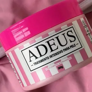 Adeus Multifunctional Warming Cream Body Skin Intensive Treatment Firming Smoothing Body Care Pink Stripes Jar Cream