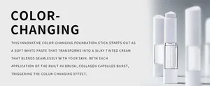 Detail view of innovative color-changing foundation stick showing white paste texture
