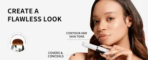Multi-purpose color-changing foundation stick with built-in brush for flawless skin