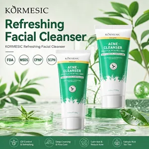 Limpiador facial KORMESIC con ácido salicílico para control de acné y limpieza de poros.