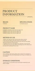 Detailed information and usage guide for Kormesic fruit hair removal sugar wax strips.