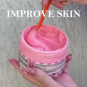 Adeus pink firming body hot cream in a jar for skin improvement with applicator