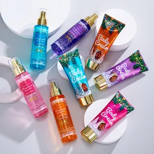 KORMESIC fragrance body mist and cream gift set with colorful festive winter packaging