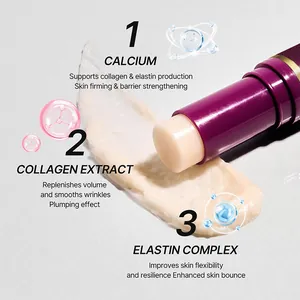Close-up of eye firming cream texture with calcium and collagen ingredients