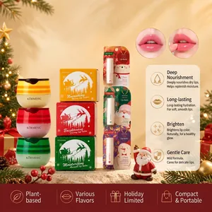 KORMESIC Christmas Moisturizing Lip Balm Series Cherry Honey Avocado Vanilla Rose Hydrating Lip Care For Women Winter Gift
