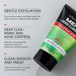 KORMESIC men's salicylic acid scrub cleanser for deep oil control and acne treatment