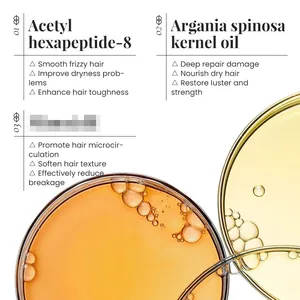 Macro view of KORMESIC hair mask ingredients showing nourishing oils and benefits
