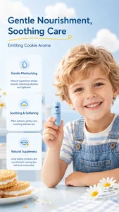 KORMESIC children's lip balm with cookie aroma for moisturizing and soothing dry lips