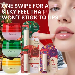 KORMESIC Christmas series hydrating lip balm set with vanilla, cherry and rose scents