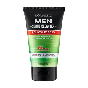 KORMESIC Men's Salicylic Acid Scrub Cleanser for Deep Pore Cleansing and Oil Control 100g