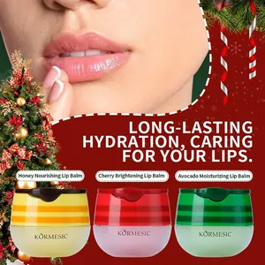 KORMESIC hydrating lip balm set with honey cherry and avocado in Christmas theme