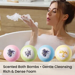 Set de bombas de baño aromáticas orgánicas con flores secas para una limpieza suave de la piel