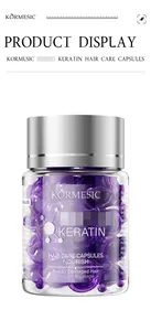 Vista dettagliata delle capsule per capelli alla cheratina KORMESIC per nutrire i capelli