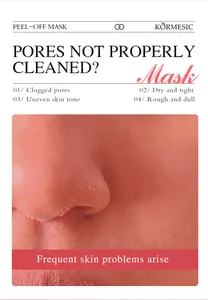Macro dei problemi della pelle prima di usare la maschera peel-off al collagene.