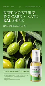 KORMESIC Olive Hair Oil with natural fruit extracts for deep moisturizing and shine.