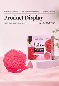 Jabón blanqueador de rosa roja Kormesic para una limpieza suave y control de grasa.
