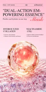 Dettaglio dell'essenza della maschera peel-off al collagene KORMESIC con niacinamide