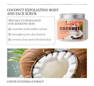 KORMESIC Coconut exfoliating body and face scrub for sensitive skin in 300g jar