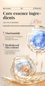 Detailed view of Niacinamide and Rice extract ingredients for brightening skin care