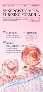 Vista dettagliata degli ingredienti della maschera idratante Kormesic per la pelle