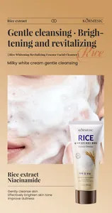 KORMESIC Rice Whitening Revitalizing Facial Cleanser showing rich foam and brightening effect