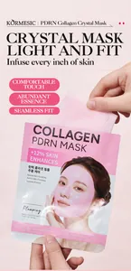Gros plan du masque de cristal au collagène PDRN KORMESIC montrant sa texture rose