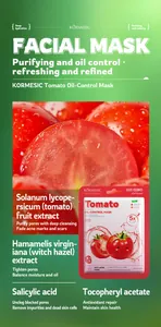 Detailansicht der KORMESIC Tomaten-Gesichtsmaske mit Inhaltsstoffen und Vorteilen.