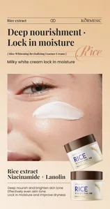 Detail view of KORMESIC Rice Revitalizing Essence Cream showing texture and ingredients.