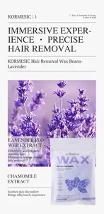 Professional lavender scented hair removal wax beans with soothing flower extract detail