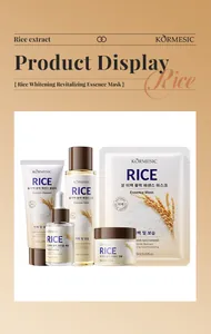 Detail view of KORMESIC Rice Whitening Revitalizing skincare set components.