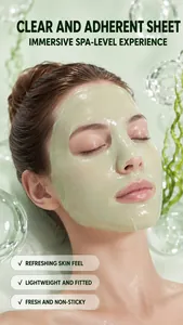 Gros plan d'un masque facial au collagène vert hydratant pour une expérience de spa à domicile