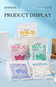 Group display of five colorful KORMESIC hair removal wax bead varieties