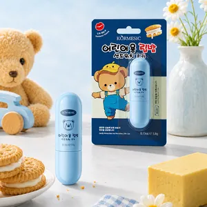 KORMESIC moisturizing kids lip balm with cute bear design in blue capsule packaging
