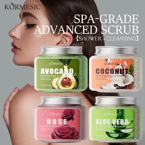 Set of 4 KORMESIC exfoliating body and face scrubs for professional spa skincare